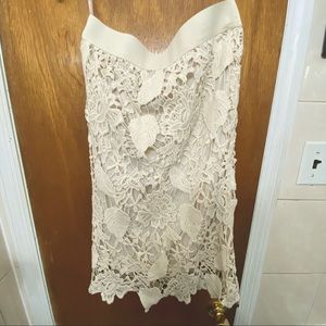Forever 21 Cream Crochet Midi Skirt